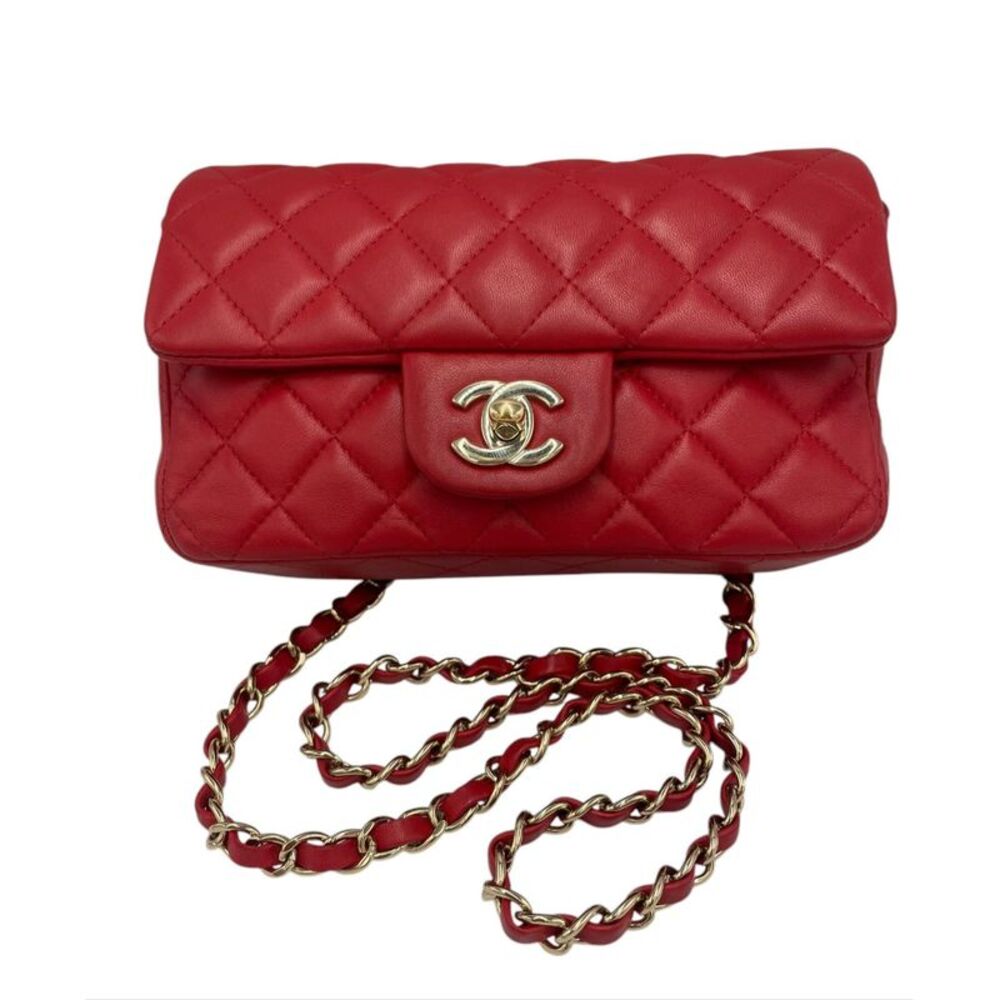 Chanel Classic Double Flap Small Red Lambskin Gold
